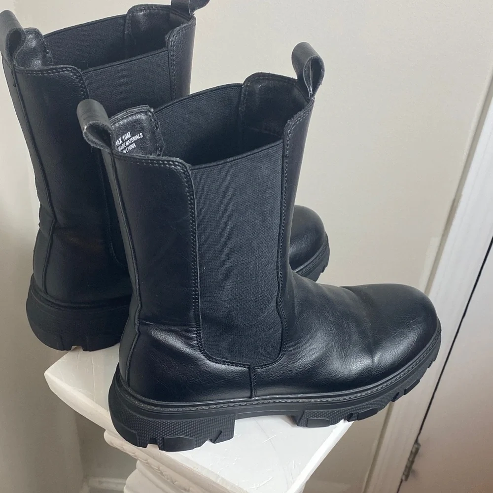 Black Combat & Moto Boots - Picture 3 of 7